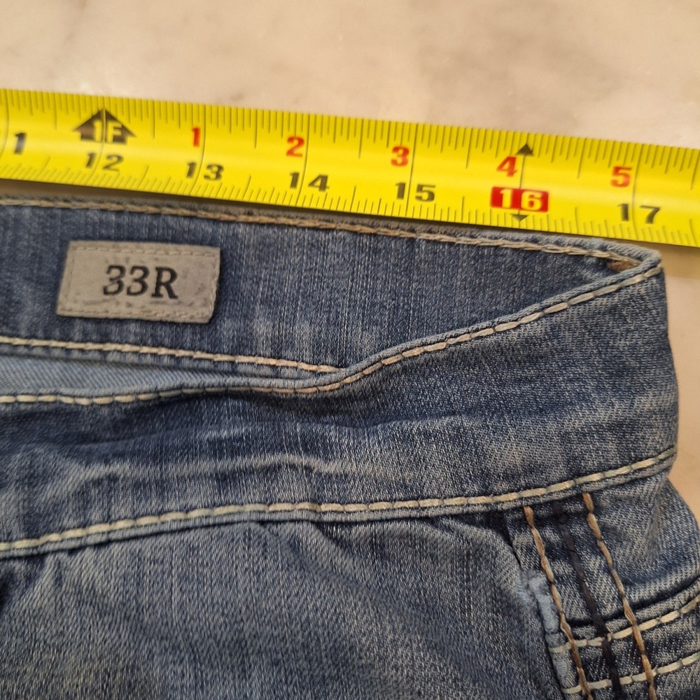 BKE Tyler Straight Leg Jeans‎ Mens 33R Medium Wash Contrast Stitch Denim Casual - Picture 3 of 11
